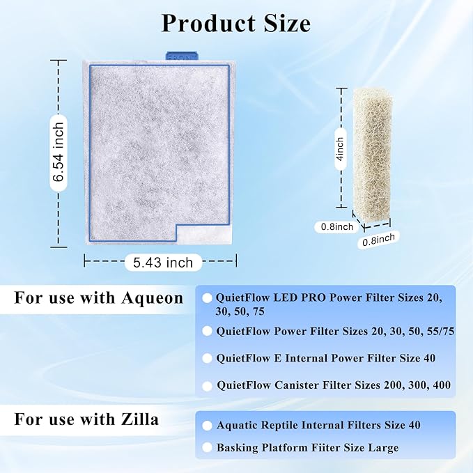 Large Filter Cartridges Replacement Compatible with Aqueon QuietFlow LED PRO Size 20,30,50,75/Power Filter Size 20,30,50,55/75, E Internal 40 and Canister (16+10 Pack Pads)