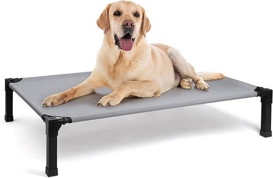 Heeyoo Elevated Dog Bed, Cooling Raised Pet Cot with Chew Proof Washable Breathable Mesh and Metal Frame, Portable Dog Cot Bed with No-Slip Feet for Outdoor or Indoor Use