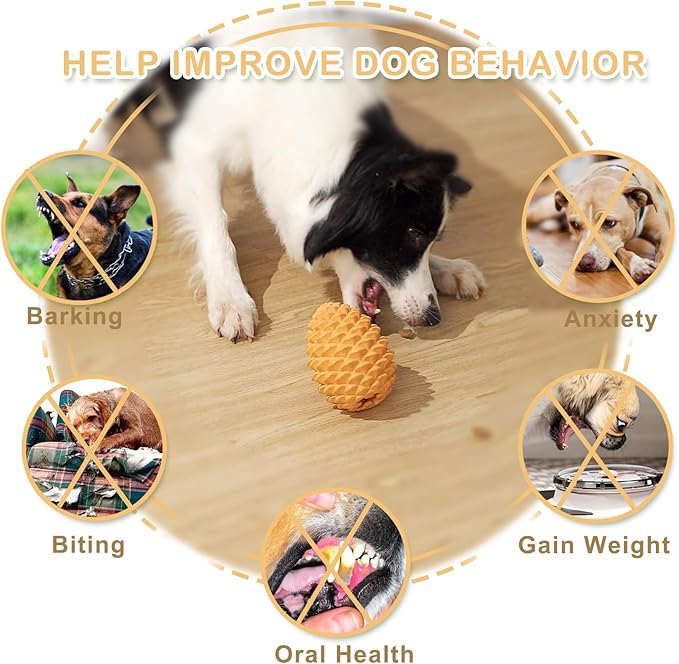 Pine Cone Tough Dog Toys, Puzzle Toys for Dogs, Dog Chew Toys with Interactive Dog Treat Dispenser, Dog Toy to Keep Them Busy for Medium Large Dogs, Enrichment Dogs Gifts