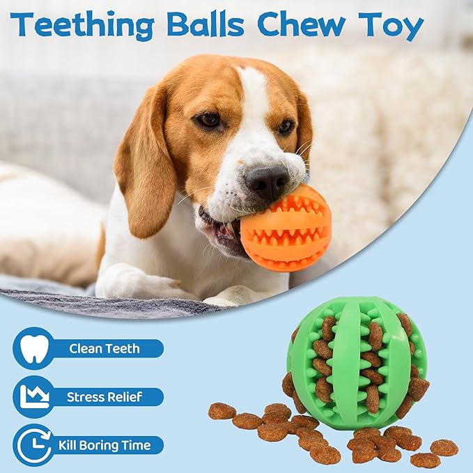 6 Pack Dog Puzzle Teething Chew Toy Balls Interactive Dog Toys for Treat Dispensing Durable Dog Ball for Puppy Tooth Cleaning
