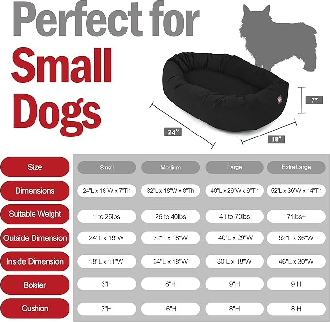 Majestic Pet 24 Inch Suede Calming Dog Bed Washable 24x19x7 (Inch) – Cozy Soft Round Donut Dog Bed with Spine Support for Dogs to Rest Their Head - Pet Bed Small – Black (2025)