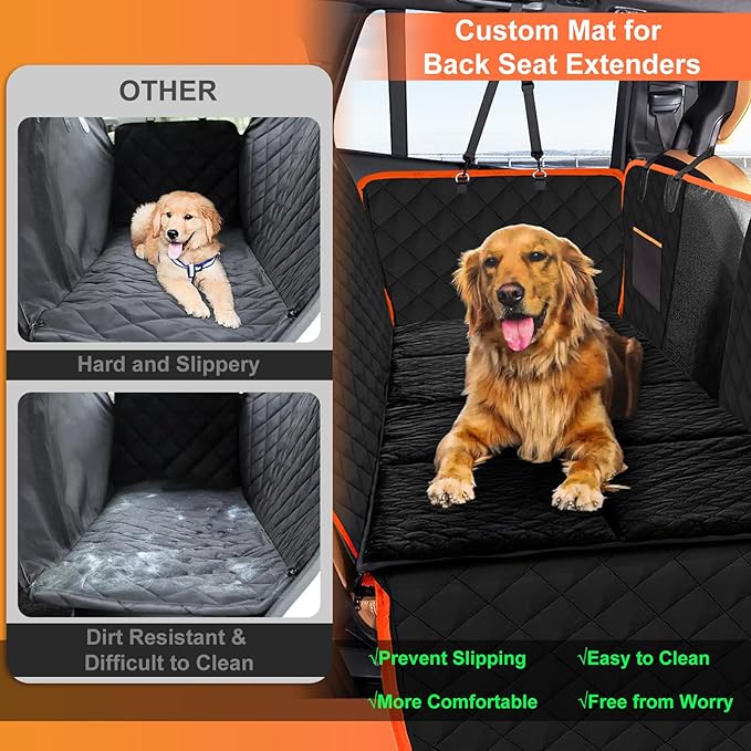 Car Backseat Dog Mat, Comfortable Non-Slip Cushion Suitable for Travel Dog Bed and Pet Home Sofa Blanket, Custom Mat for Car Backseat Extender and Seat Cover (Black 51.2 x 23.6in)