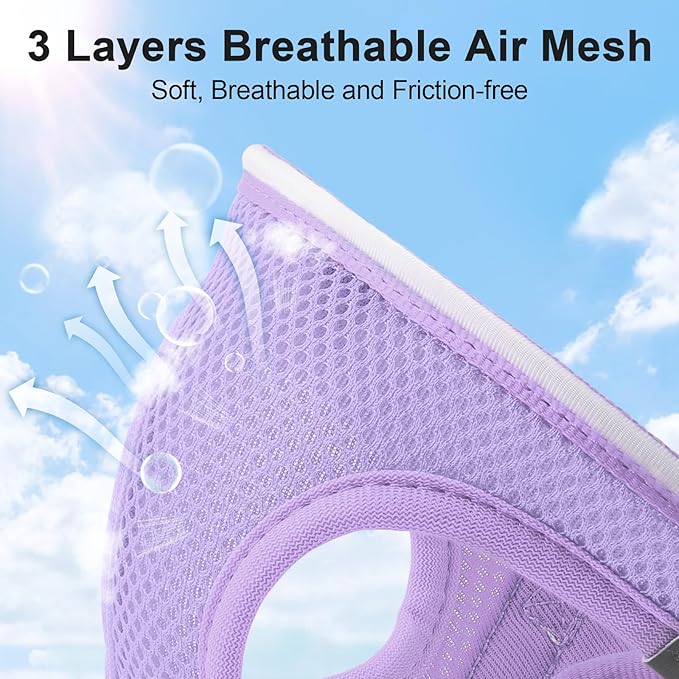 Light Up Dog Harness,Rechargeable LED Dog Harness for Small Medium Large Dogs,Reflective Lighted Safety Vest for Night Walking & Camping,Lightweight & Adjustable,Lavender Purple,M