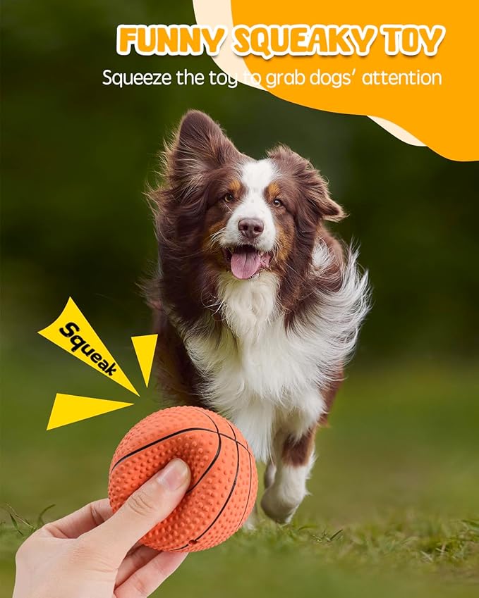 SCHITEC Squeaky Dog Toy Balls, [3 Pack] Latex Rubber Squeak Toys, 3'' Interactive Fetch Pet Ball for Medium Breed Dogs