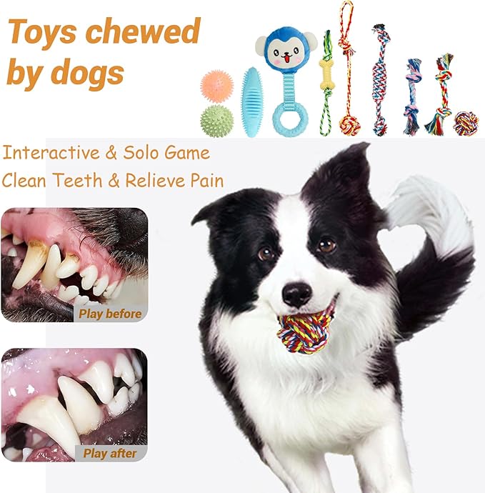 20PCS Puppy Teething and Squeaky Toys, Rope and Interactive Dog Toys to Keep Them Busy, Chew Toys for Puppies and Small Dogs, Pet Toy Basket Full of Fun