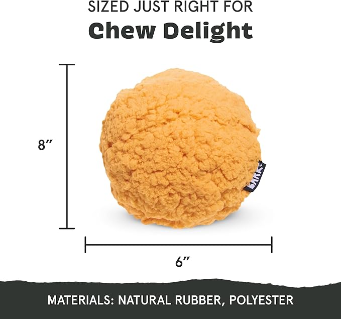 Barkbox Cheeze Brawl Super Chewer Plush Toy with Hard Core Center, Large