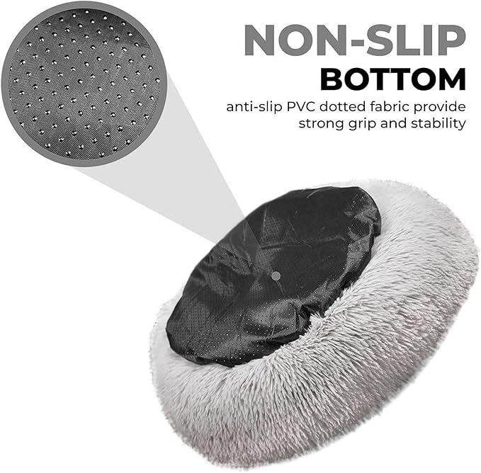 Whiskers & Friends Cat Bed Dog, Cat Beds for Indoor Cats Washable, Orthopedic Soft Fluffy Round Calming Pet Bed for Small to Large Kitty Kittens & Dogs, Small Dog Beds & Furniture