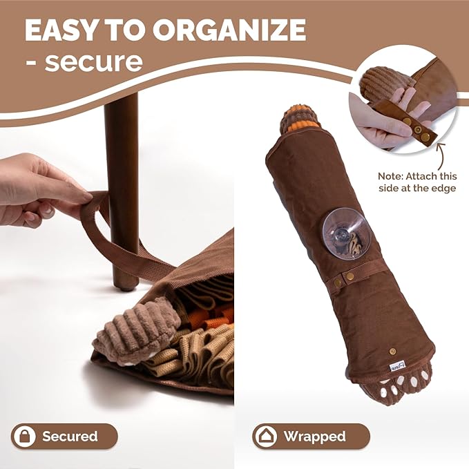 POPUPJOYS Durable Hide & Seek Snuffle Mat for Dogs, 2-in-1 Enrichment Puzzle Toy with Detachable Tail & Squeaker, Adjustable Difficulty Level with Suction, Machine Washable, Gift-Ready (Red Panda)