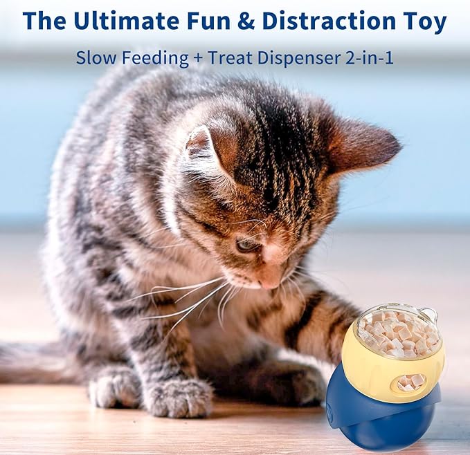 Cat Interactive Puzzle Toy, Adjustable Treat Dispenser for Indoor Cats, Safe Material Kitty Enrichment Toy for IQ Training, Mental Stimulation, Relieve Boredom, Gifts