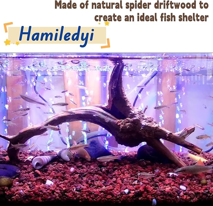 Hamiledyi 4PCS Driftwood for Aquarium,8-10in Natural Spider Wood Reptile Branches Fish Tank Log Ornament Aquarium Trunk Decoration