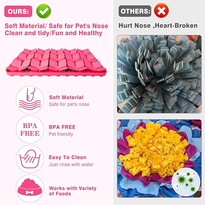 Snuffle Mat for Dogs 2 Pack,Silicone Interactive Dog Mat No Hurt for Dog's Nose for Smell Training and Slow Eating,Encourages Natural Foraging Skills and Stress Relief for Dog Mental Stimulation Toys