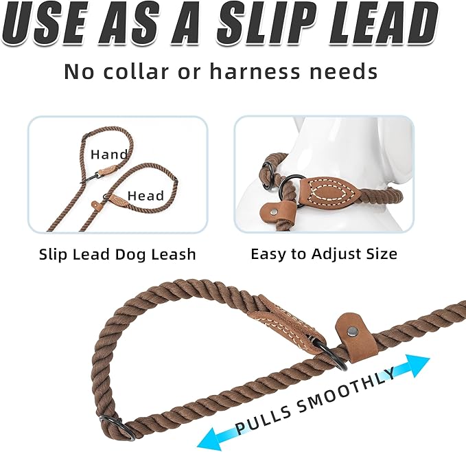 Mile High Life Hands Free Dog Leash, Crossbody Waist Leash with Genuine Leather Connection, Multifunctional Adjustable Slip Lead for Dog Walking Running (Dark Brown, 8FT)