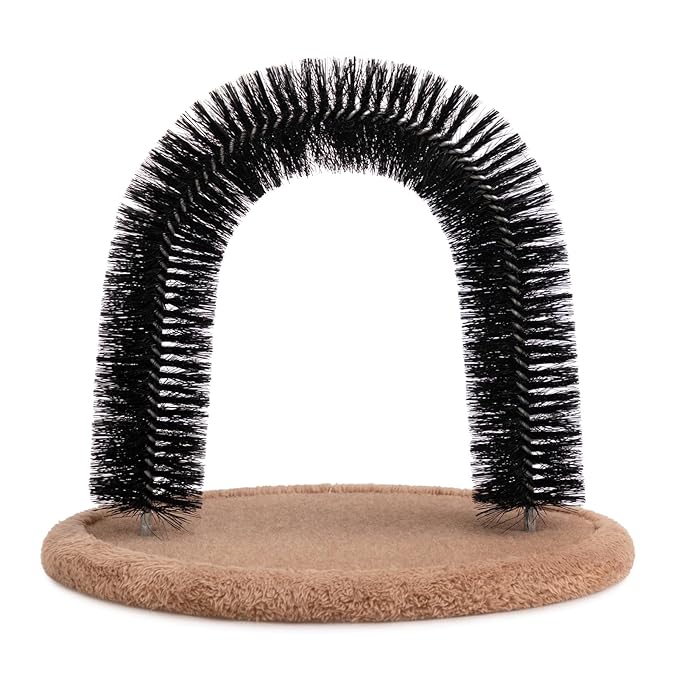 Hollypet Self Grooming Massager and Scratcher Toy - Cat Arch Brush for Back Grooming, Hair Cleaner Pads