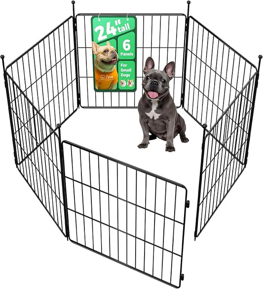 FXW MiniPaws Unleashed Dog Playpen for Yard & RV Camping, Expandable 24-inch 6 Panels for Puppies and Small Dogs, Portable for Indoor and Outdoor Use