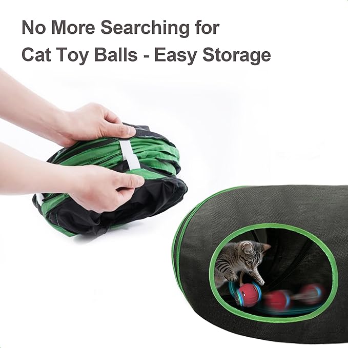Interactive Cat Toys Ball Fast Rolling in Cat Tunnel – Motion-Activated Ball in Enrichment Tunnel,Hide & Seek Puzzle Game for Indoor Cats & Kittens,Boredom Relief for Cats (Orange-red)