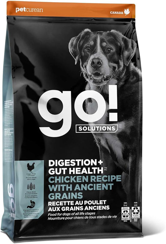 Go! Solutions Digestion + Gut Health, Dry Dog Food, Chicken Recipe with Ancient Grains, 22 lb Bag