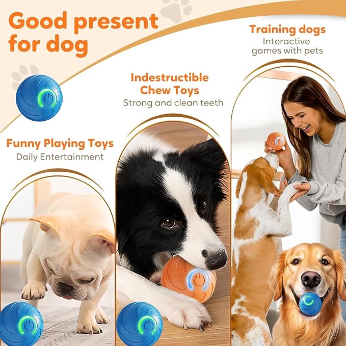 Smart Jumping Ball for Dogs & Cats Duraspin Dog Bouncing Ball Random Path Electric Automatic Moving and Rolling Pets Toy Interactive Jumping Vibrating Bouncing Balls for Puppy Toys（1Pack，Blue）