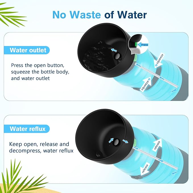 Pecute Dog Water Bottle Portable 22 oz with 5 oz Food Container, Poop Bag Holder, Portable Dog Water Bottle Dispenser, Leakproof, Lightweight, Pet Water Bottle for Dogs Outdoor Travel Walking