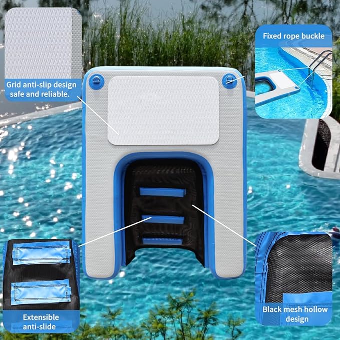 Inflatable Dock, Load-Bearing 200 pounds, Dog pet ramp, Suitable for Swimming Pools, Boat Docks, Lakes, Beach use Water Sports Platform.