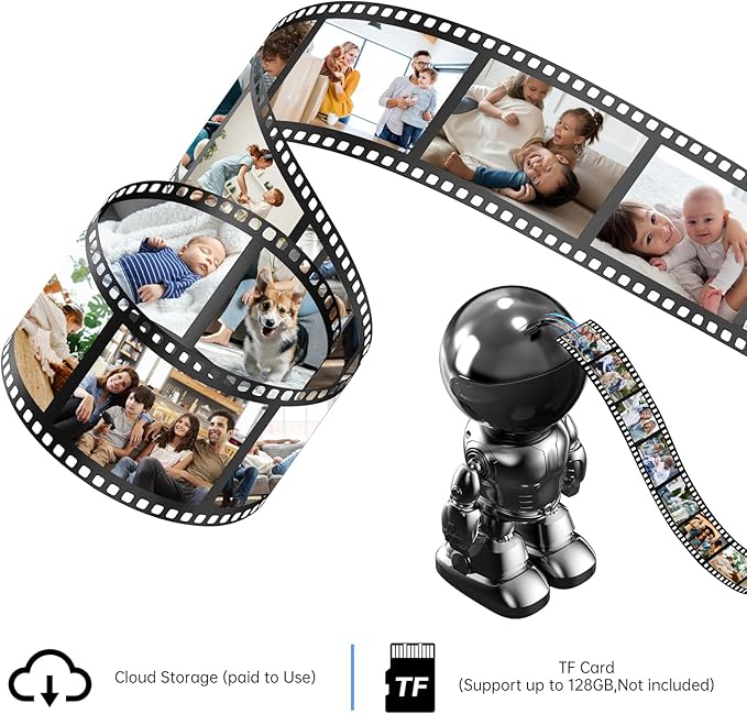 Indoor Camera 2K HD 5G/2.4Ghz WiFi Pet Robot Camera Motion Detection and Alarm,Two-Way Talk,Color Night Vision, Nanny Cam Compatible with Alexa（Black）