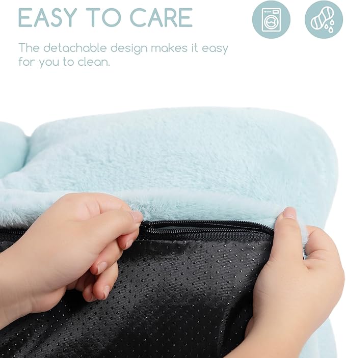 Hollypet Fluffy Plush Pet Cat Couch Sofa Soft Calming Pet Dog Sofa Beds for Medium Small Cats and Dogs, Mint Green