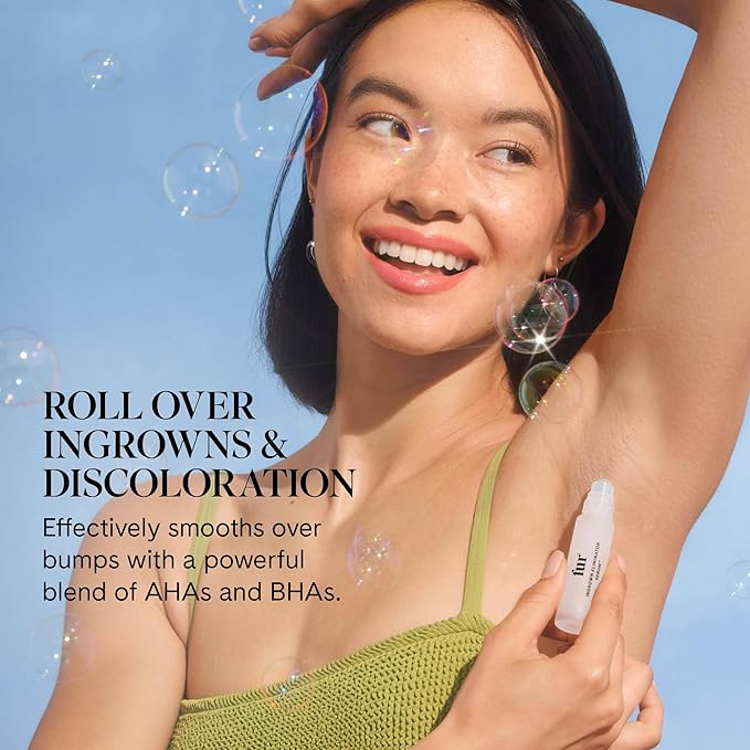 Fur Ingrown Eliminator Serum Rollerball Travel Size - Powerful Ingrown Hair Treatment Serum With AHAs and BHAs to Treat Ingrown Hairs and Bumps, Hydrates and Soothes Irritated Skin - 10 ml