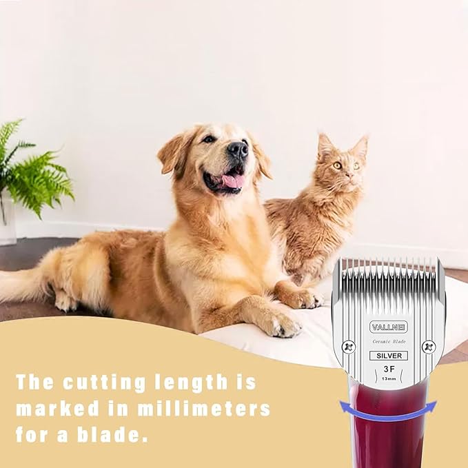 Detachable Adjustable Pet Dog Grooming Clipper Replacement Blade Compatible with WAHL Professional Animal Blade Arco, Bravura, Chromado, Creativa, Figura, and Motion Pet, Dog, and Horse Clippers(3F2)