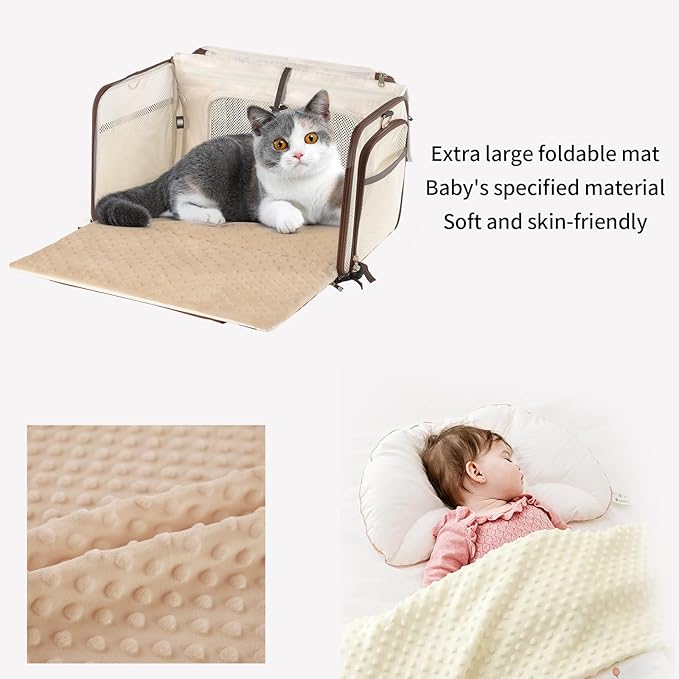 Cat Carrier,Dog Carrier for Small Dogs,TSA Approved/Expandable/3D Foldable Mat/900D Wear Resistant Oxford Fabric,Pet Carrier Airline Approved,Dog Car Seat for Car Travel,Outdoor Camping