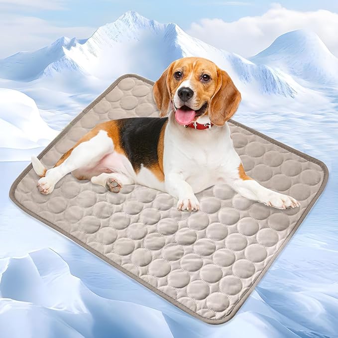 Kittra Dog Cooling Mat,Washable Portable Coolings Pad for Pet Dogs & Cats Sleeping Mat for Indoor & Outdoor Use, Keep Cooling for Pets(Gray,24.4" L x 19.7" W)