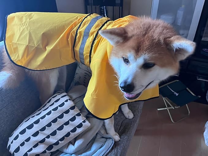 Hooded Dog Raincoat - Reflective Dog Rain Jacket Lightweight Puppy Raincoats Waterproof Rain Coat for Dogs (Small, Yellow)