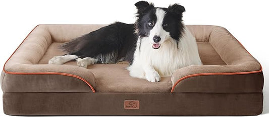 Bedsure Orthopedic Dog Beds Large Sized Dog - Washable Large Dog Cat Bed Waterproof, Comfort Dogs Couch Sofa with Washable Removable Cover, Pet Bed with Nonskid Bottom, Brown, 35"