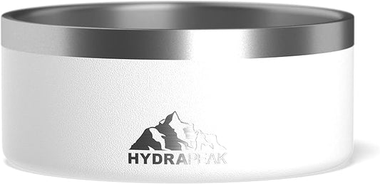 Hydrapeak Dog Bowl; Non Slip Stainless Steel; Water and Food Dish; Large Sized and Small Dogs; 32oz 64oz; Multiple Sizes; 4 Cup | White