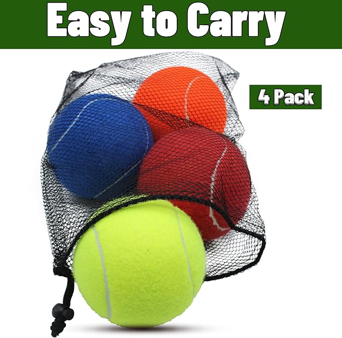 Magicorange Large Tennis Balls for Dogs, 4 Pack 4 Inch Big Tennis Ball Pet Chew Toy Large Balls for Outdoor/Indoor Sports(Multicolor, 4 Pack)
