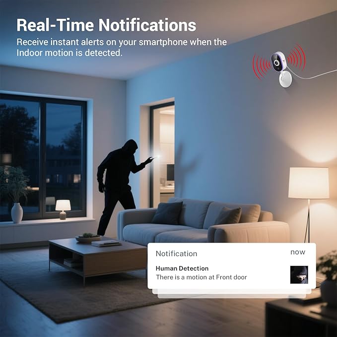 Indoor Surveillance Home Security Camera, 2-Way Audio, Night Vision, Smart AI Human Detection, App Control, Cloud Storage (Sold Separately), Dual-Band 2.4G/ 5G Wi-Fi