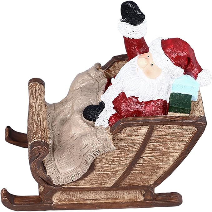 Focket Christmas Aquarium Decorations, Resin Santa Claus Reindeer Sleigh Fish Decoration, Decorative Aquarium Santa Claus on Sleigh Xmas Miniature Figurines Micro Landscape