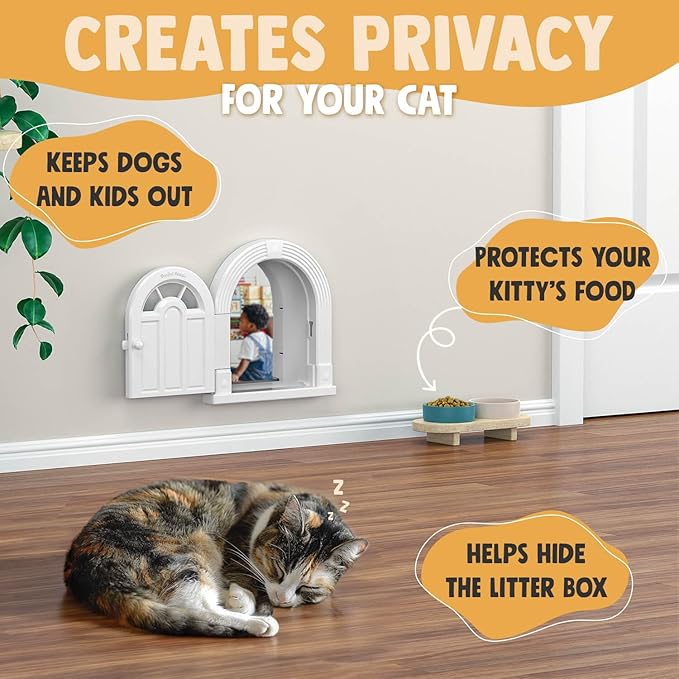 Large Cat Door for Wall Interior, Stylish & Functional Pet Door, No Training Needed Easy DIY Installation, No-Flap, Perfect for Privacy & Safety, Spacious, Fits Cats Up to 20 Lbs