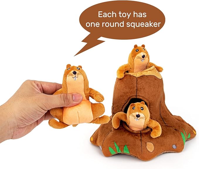 Hollypet Hide and Seek Squeaky Dog Toy, Designed Interactive Puzzle Plush Stuffed Puppy Toys, Moles