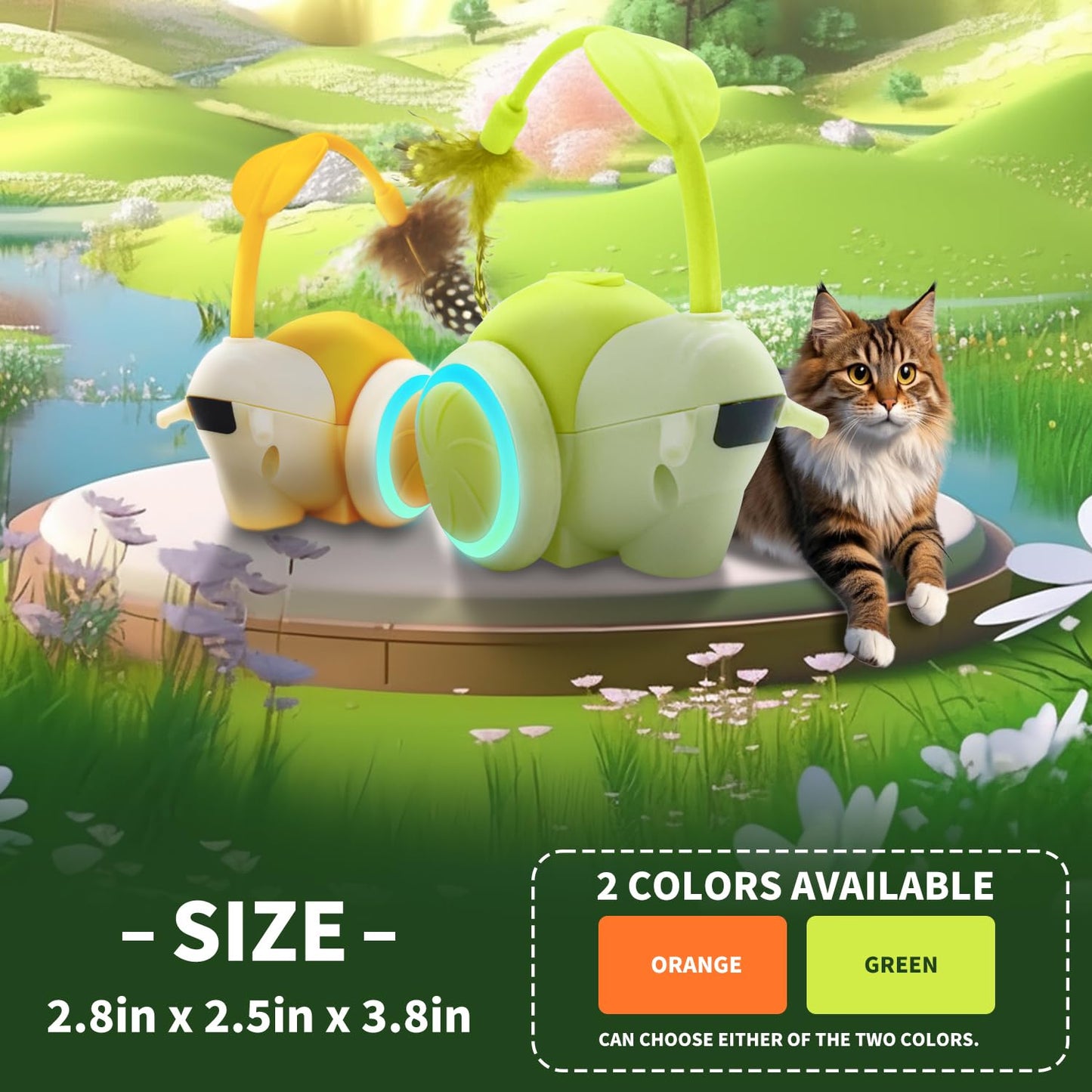 Interactive Cat Toy for Indoor Cats, Automatic Smart Obstacle Avoidance Interactive Cat Toys for Indoor Cat (Orange)