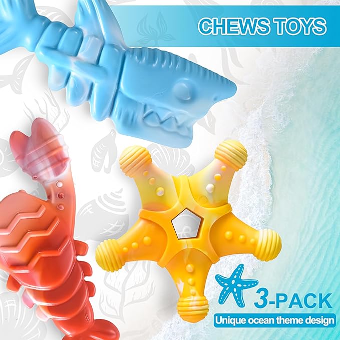 KXK Dog Toys 3 Pack, Indestructible Toys for Aggressive Chewers, Tough Dog Chew Toys for Large Medium Breed, Dog Bones Chew Toys for Super Chewer