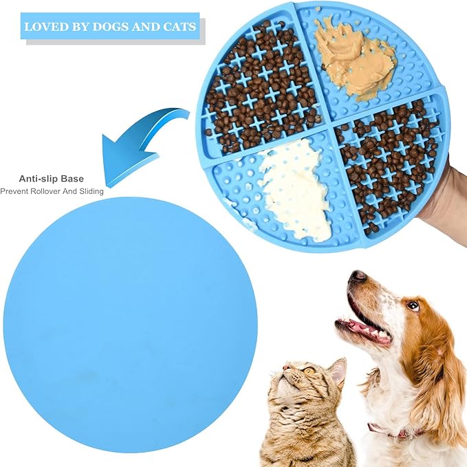 Bangp Licking Mat for Dogs and Cats,Dog Slow Feeders,Boredom Anxiety Reduction,Heavy-Duty Puzzle Mat Dog Treat Mat with Unique Quadrant Design,Perfect for Yogurt,Treats or Peanut Butter(Blue)