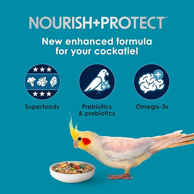 Kaytee Forti-Diet Pro Health Nourish+Protect Cockatiel Food, Comprehensive Nutrition Backed by Science, Digestive Health, Immune Support, 5 pounds