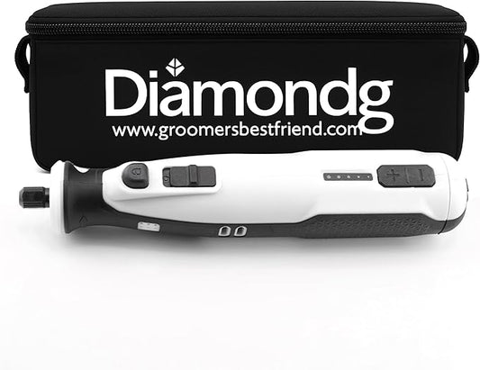Diamondg Cordless Dog Nail Grinder with Quiet Sound & LED Tip for Large & Small Dogs, 4hrs. Runtime - Electric Dog Nail Trimmer, Heavy Duty Rotary Tool Alternative to Toenail Clippers & Filers