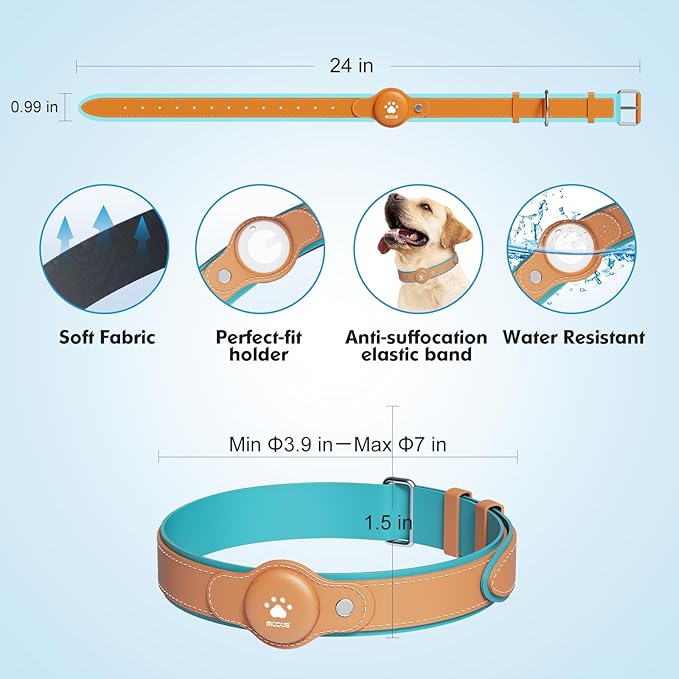 GPS Tracker for Dogs, 2 in 1 Pet Tracking Smart Collar (Only iOS), No Monthly Fee GPS Tracker Dog Collar, Real-time Location Comfortable PU Tracker Tag for Small, Medium Large Dogs(Locator Included)
