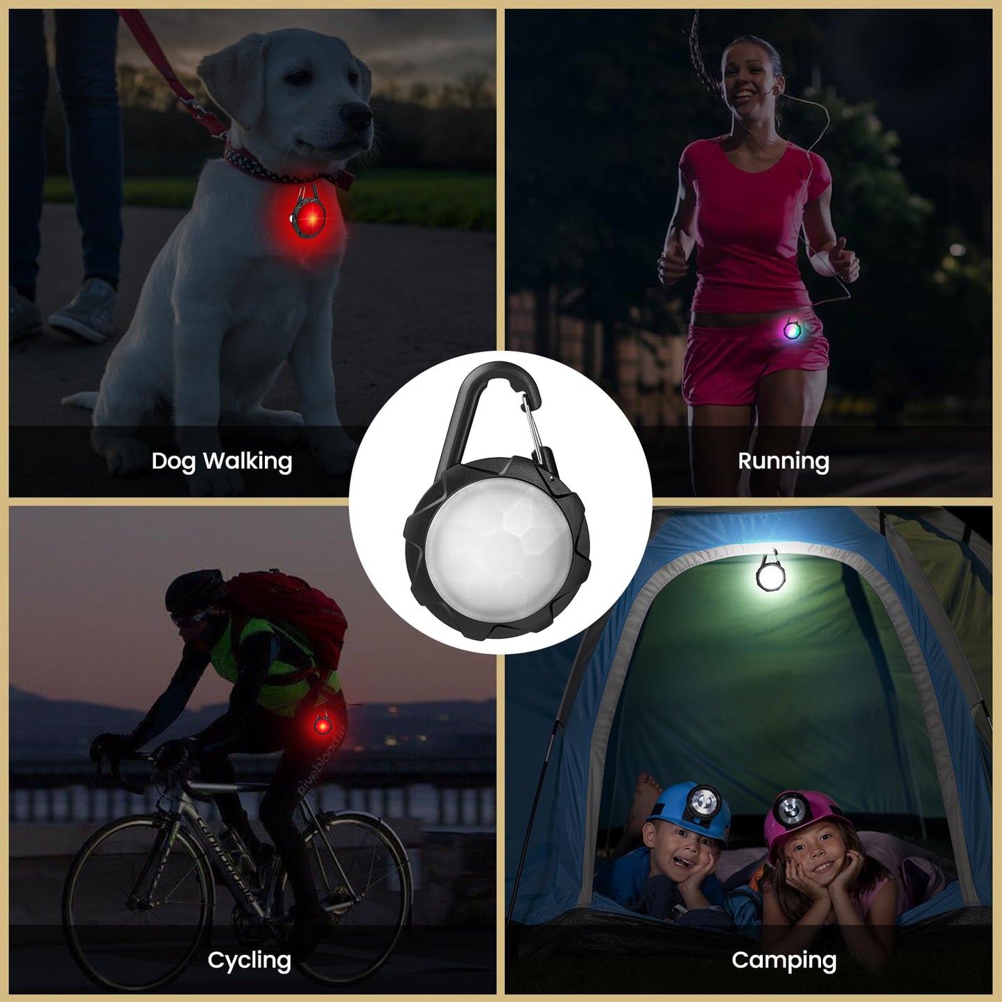 HAJIMMIU Dog Lights for Night Walking, 2 Pack Clip On Dog Collar Light with 4 Modes, 650mAh Rechargeable LED Pet Collar Charm for Nighttime