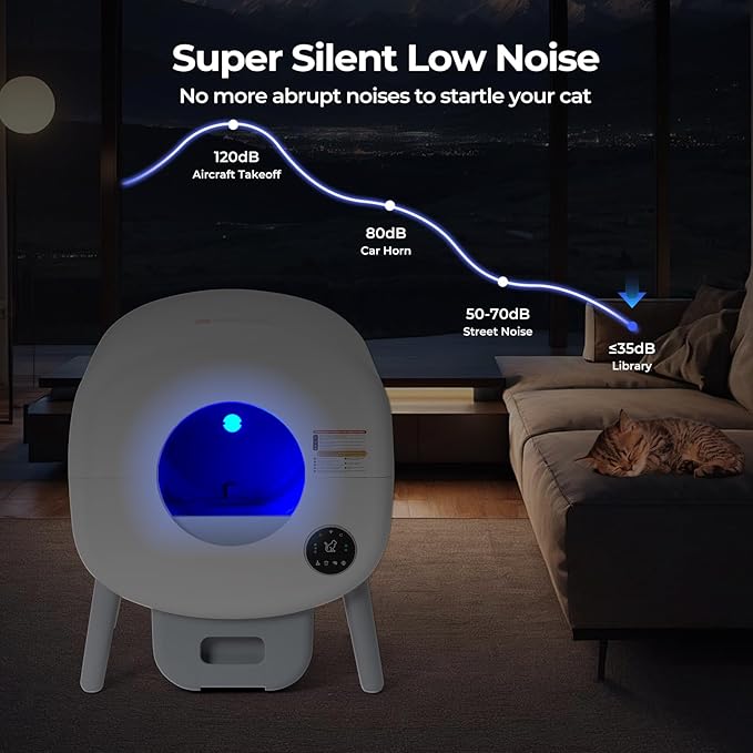 Automatic Cat Litter Box Self Cleaning for Multiple Cats – XL Smart Litter Box with App Control, Odor-Free Waste Disposal, Quiet Operation, Safety Sensors, Compatible with Clumping Litter