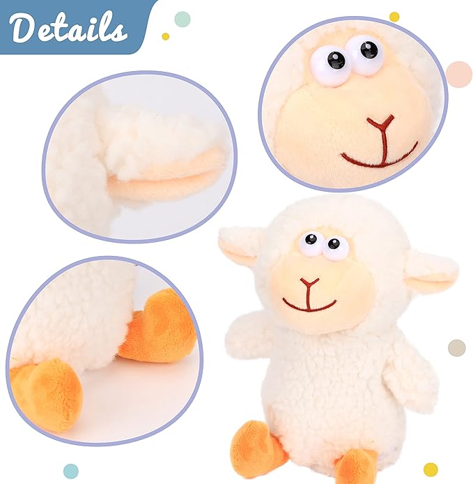 Hopearl Talking Lamb Repeats What You Say Sheep Nodding Electric Interactive Animated Toy Speaking Plush Buddy Gift for Toddlers, White, 7.5''