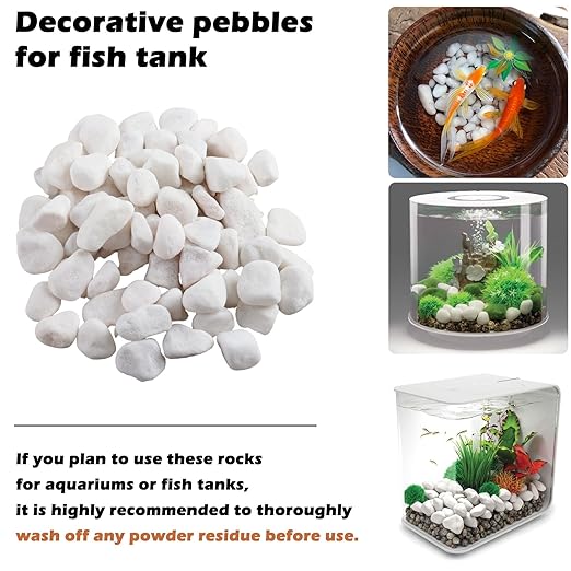 11 Lbs Natural River Rocks for Plants 0.6-0.8 inches Small White Landscaping Garden Stones White Aquarium Gravel Decorative Pebbles for Indoor Outdoor Planters Home Decor