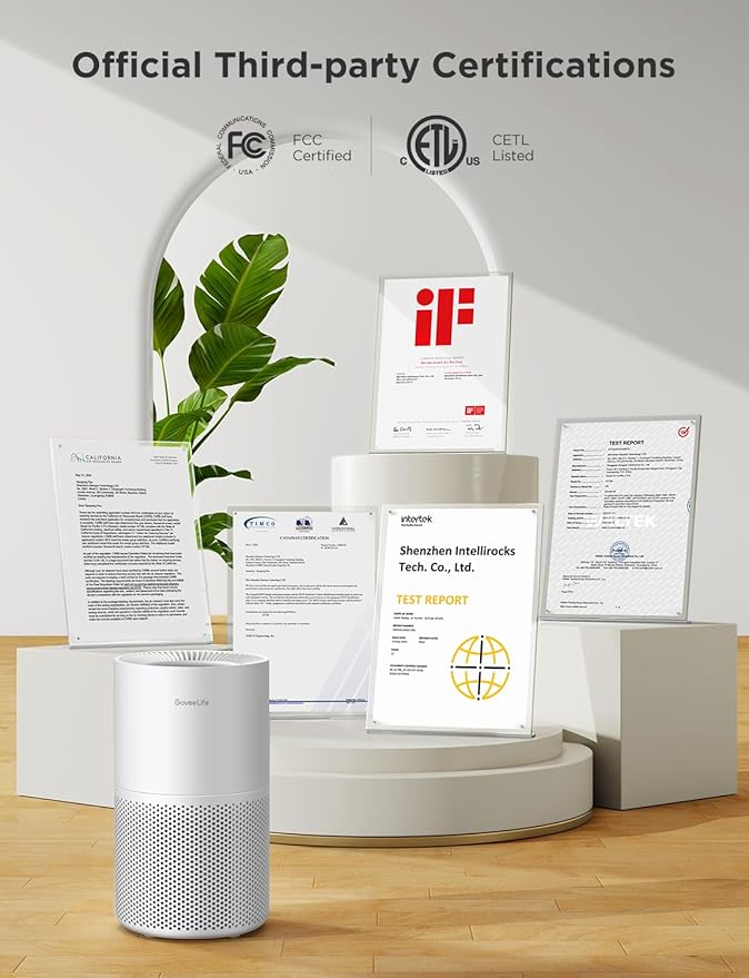 GoveeLife Air Purifiers for Home, Smart Air Purifier for Large Rooms with App & Alexa Control, Detachable Pre-filter, Covers up to 1162ft², Sleep Mode for Pet Hair, Pollen, Dust and Smoke