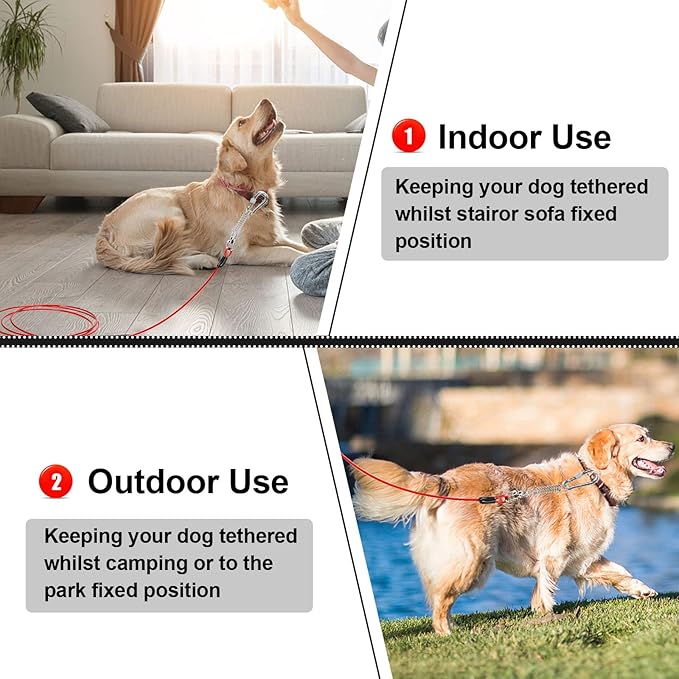 Jenico Dog Tie Out Cable - 70 FT Runner Cable with Swivel Hook, Outdoor and Camping Dog Leash Tether, Rust-Proof Training Line for Small to Medium Pets Up to 500 LBS