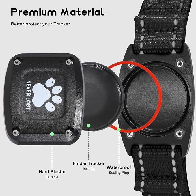 GPS Dog Collar Tracker 2-in-1,Reflective Waterproof Adjustable Pet Collar,iOS-Only,Ideal for Dog Tracking pet Tracker,for Small to Large Dogs,Real-Time Tracking,No Monthly Fees(Black,Small)